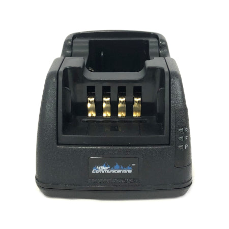 DUAL CUP DESKTOP CHARGER, CHKNGDT9R2B - RAPID RATE, QUAD-CHEMISTRY FOR RELM BK RADIO KNG front view of empty charger